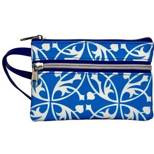 NWT Printed Blue Wristlets with Hanging Strap for Money Makeup etc